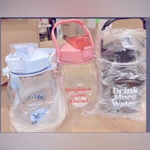 XL 50 Oz Motivational Water Bottle w Adjustable Lanyard, Handle, & Snap Top Lid